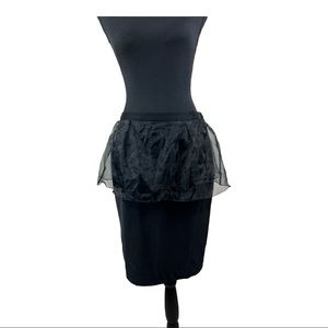 Samuel Dong Black Pencil Peplum Skirt S